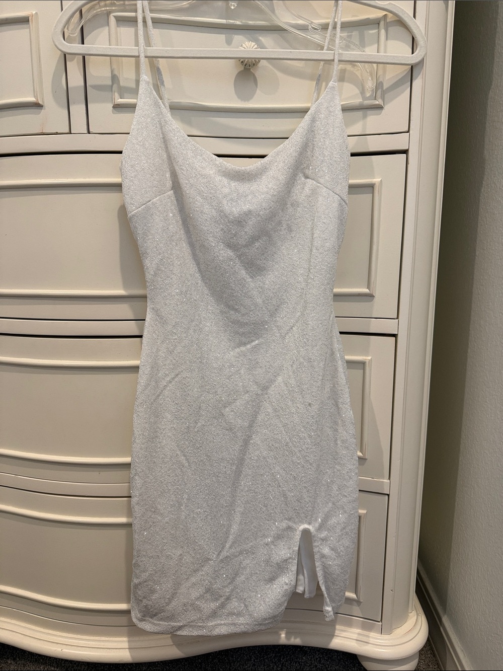 White Glitter Homecoming Mini Dress